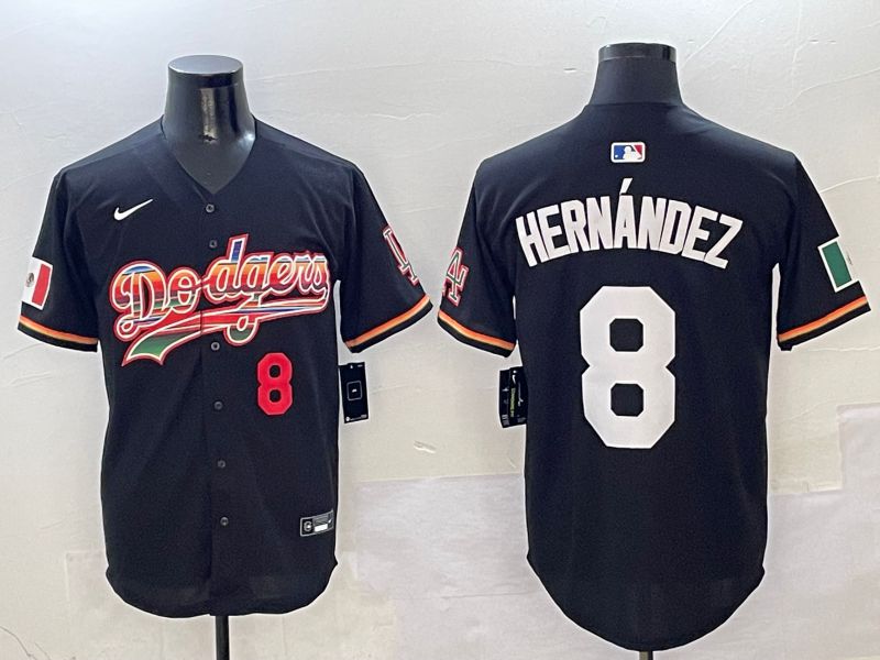 Men Los Angeles Dodgers #8 Hernandez Black rainbow Nike 2025 MLB Jersey style 2->los angeles dodgers->MLB Jersey